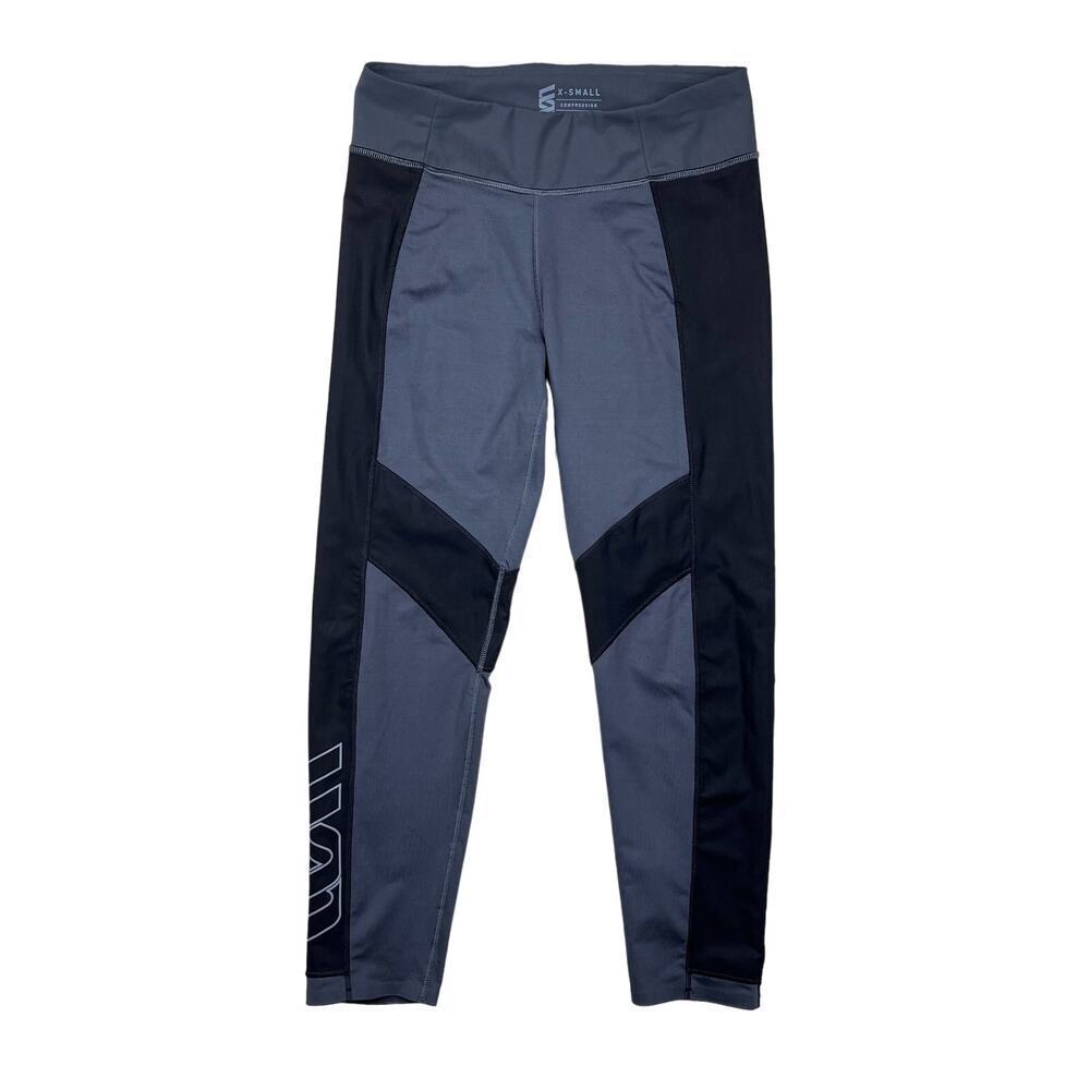 Second Skin Black & Gray Midrise Compression Capri Athletic Leggings Size XS